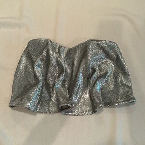 Lovers + Friends Strapless Sequin Silver Top